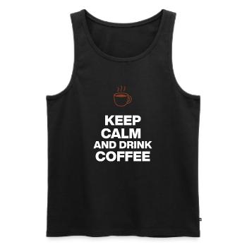 KEEP CALM AND DRINK COFFEE, OHNE KAFFEE GEHT NIX - Männer Premium Bio Tank Top - Schwarz - Vorne - Michal (187cm)