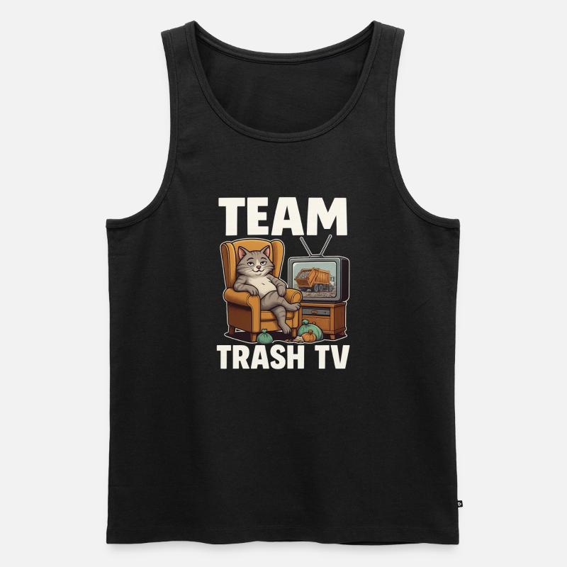 Team Trash TV Katze - Männer Premium Bio Tank Top - Schwarz