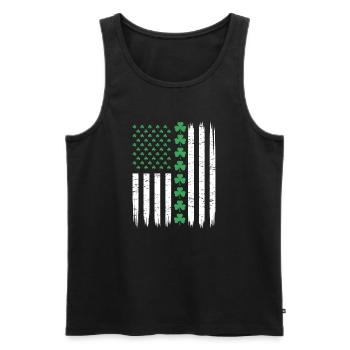 US American Flag with Shamrocks for St Patricks - Men's Premium Organic Tank Top - black - Front - AI Model Male 178 light (178cm)