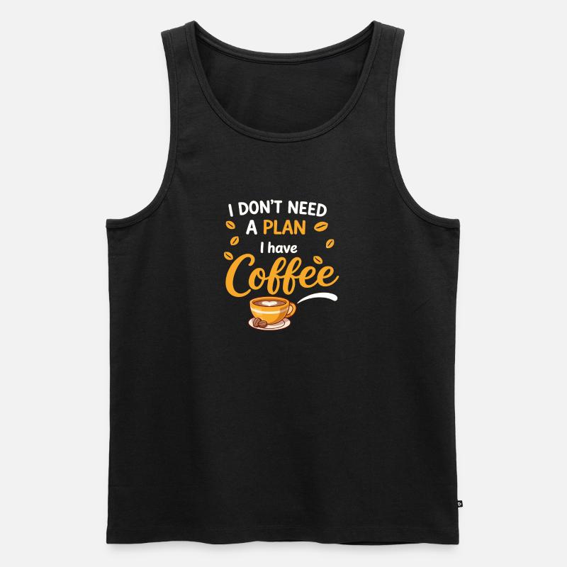 Kein Plan, Nur Kaffee - Männer Premium Bio Tank Top - Schwarz