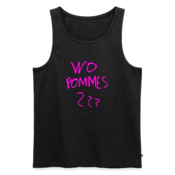 WoPommes – Lustiges Wortspiel Design mit Pommes  - Männer Premium Bio Tank Top - Schwarz - Vorne - Michal (187cm)