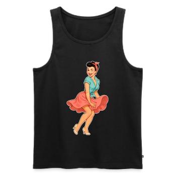 Vintage Rockabella Pin-up Girl – Retro 50s Art - Men's Premium Organic Tank Top - black - Front - AI Model Male 178 light (178cm)