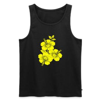 Yellow Hibiscus Triple Flower Silhouette - Men's Premium Organic Tank Top - black - Front - Michal (187cm)