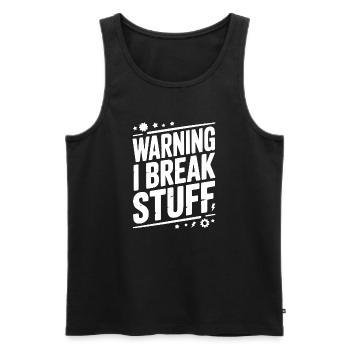 Warnung: Ich mache Sachen kaputt - Männer Premium Bio Tank Top - Schwarz - Vorne - AI Model Male 178 light (178cm)