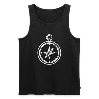 Compass Hiking Travel Gift - Men's Premium Organic Tank Top - black - Front - Michal (187cm)