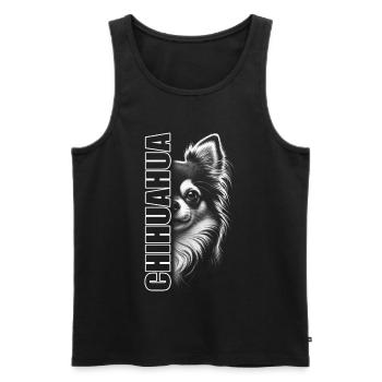 Chihuahua Portrait with Vertical Lettering - Men's Premium Organic Tank Top - black - Front - Michal (187cm)