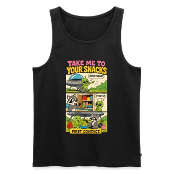 Alien-Erstkontakt mit Snacks - Männer Premium Bio Tank Top - Schwarz - Vorne - Michal (187cm)