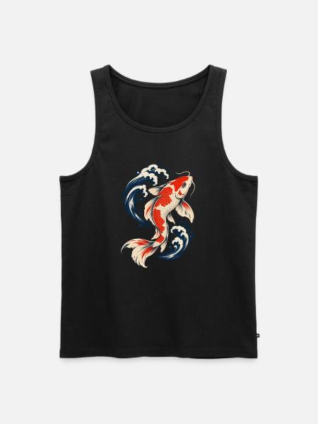 Gegenstrom: Koi-Karpfen und japanische Wellen - Männer Premium Bio Tank Top - Schwarz