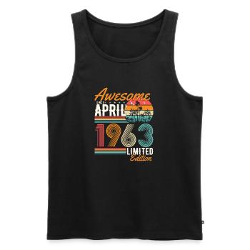 Great since April 1963 - Men's Premium Organic Tank Top - black - Front - AI Model Male 178 light (178cm)