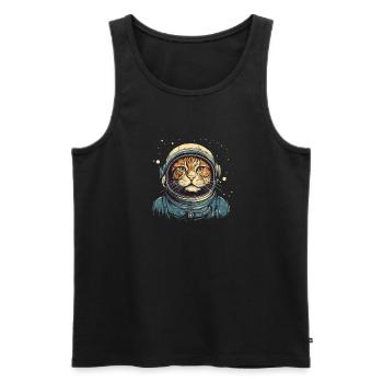 Cool cat as astronaut with suit - Men's Premium Organic Tank Top - black - Front - AI Model Male 178 light (178cm)