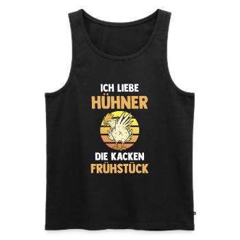 Ich Liebe Hühner Die Kacken Frühstück - Männer Premium Bio Tank Top - Schwarz - Vorne - Michal (187cm)