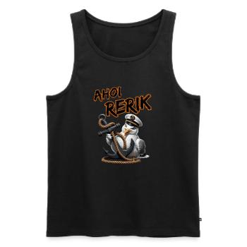 Ahoi Rerik Lustige Möwe mit Anker - Männer Premium Bio Tank Top - Schwarz - Vorne - AI Model Male 178 light (178cm)