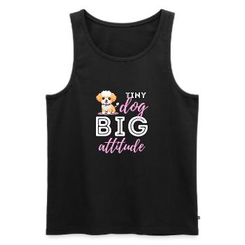 Petit chien, grande attitude – Personnalité mignonne de Maltipoo - Débardeur bio Premium Homme - noir - Devant - AI Model Male 178 light (178cm)