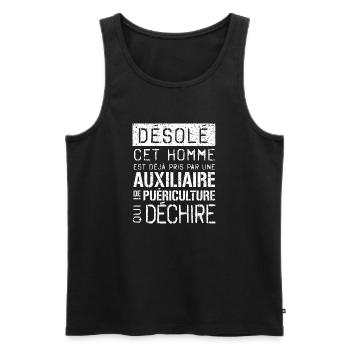 Auxiliaire puériculture Désolé ce mec pris - Débardeur bio Premium Homme - noir - Devant - Michal (187cm)