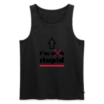 I'm with stupid - Männer Premium Bio Tank Top - Schwarz - Vorne - AI Model Male 178 light (178cm)