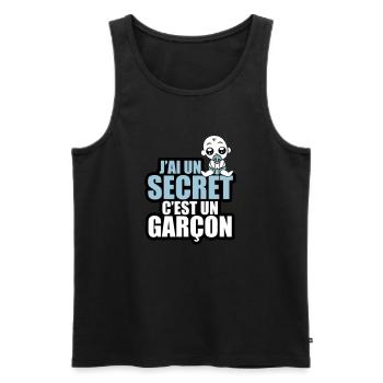j'ai un secret c'est un garçon - Débardeur bio Premium Homme - noir - Devant - Michal (187cm)