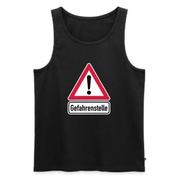 Achtung Gefahrenstelle! - Männer Premium Bio Tank Top - Schwarz - Vorne - Michal (187cm)