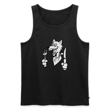Hungriger Wolf - Männer Premium Bio Tank Top - Schwarz - Vorne - Michal (187cm)