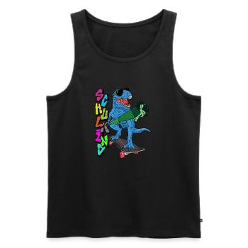 Skateboard Dino Schulkind in Blau - Männer Premium Bio Tank Top - Schwarz - Vorne - Michal (187cm)