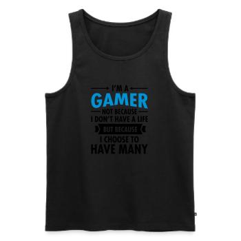 Geek I'm A Gamer Many Lives - Männer Premium Bio Tank Top - Schwarz - Vorne - Michal (187cm)