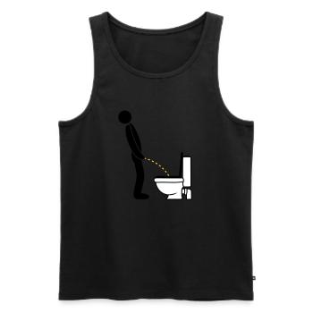 WC logo im stehen pinkeln pissen klo toilette erle - Männer Premium Bio Tank Top - Schwarz - Vorne - AI Model Male 178 light (178cm)