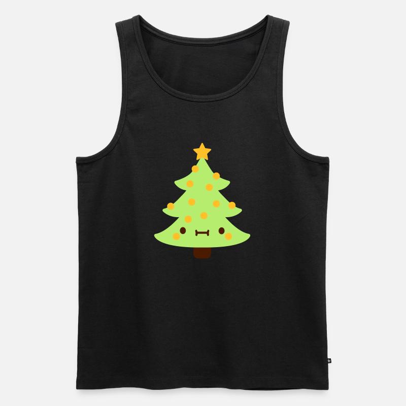 Weihnachtsbaum mit Gesicht - Männer Premium Bio Tank Top - Schwarz