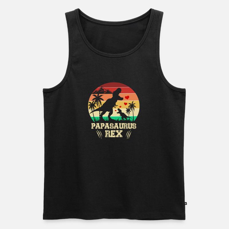 Papasaurus Rex - Männer Premium Bio Tank Top - Schwarz