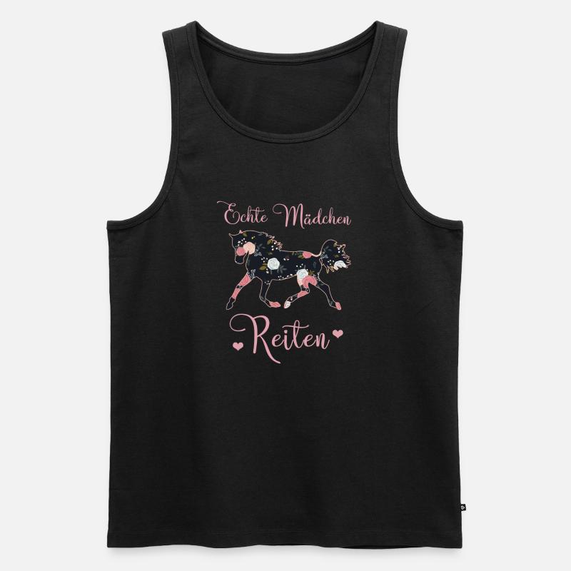 Echte Mädchen Reiten Pferde Geschenkidee - Männer Premium Bio Tank Top - Schwarz