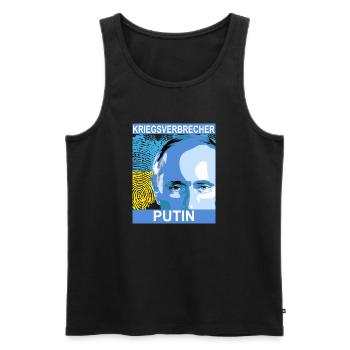 War criminal Putin - Men's Premium Organic Tank Top - black - Front - AI Model Male 178 light (178cm)
