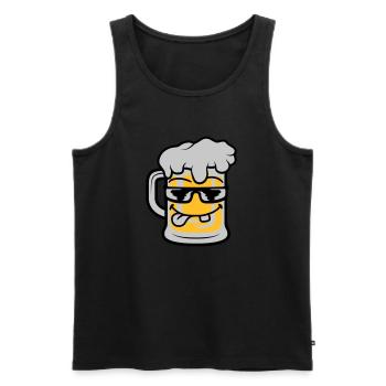 Tasse à bière Cool Face - Débardeur bio Premium Homme - noir - Devant - Michal (187cm)
