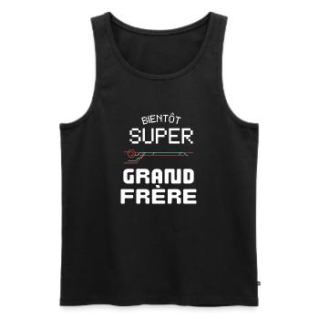 Bientôt Grand Frère Futur Frère Naissance Bèbè - Men's Premium Organic Tank Top - black - Front - AI Model Male 178 light (178cm)