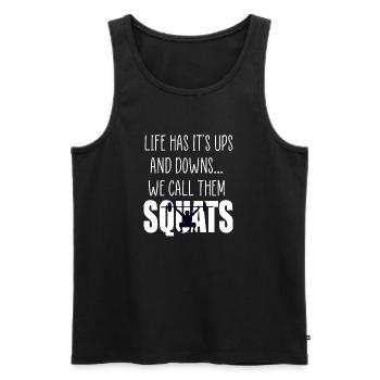 Squats Gym Angebot - Männer Premium Bio Tank Top - Schwarz - Vorne - AI Model Male 178 light (178cm)