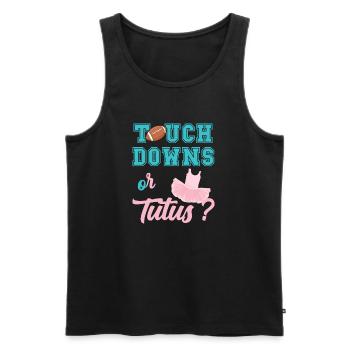 Touch downs or tutus gender reveal baby shower - Débardeur bio Premium Homme - noir - Devant - Michal (187cm)