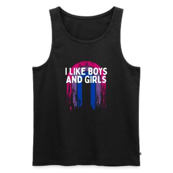 I Like Boys and Girls Bisexual LGBTQ Bi Pride - Men's Premium Organic Tank Top - black - Front - Michal (187cm)