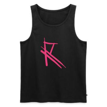 Pinker R auf schwarzem T-Shirt - Männer Premium Bio Tank Top - Schwarz - Vorne - Michal (187cm)