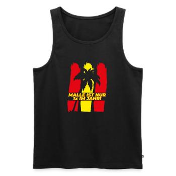 Malle_ist_nur_1x_im_Jahr - Männer Premium Bio Tank Top - Schwarz - Vorne - Michal (187cm)
