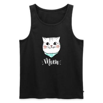 Mignon Kawaii drôle de chat disant miaulement - Débardeur bio Premium Homme - noir - Devant - Michal (187cm)