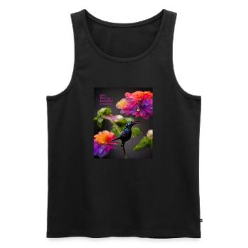 Schöne Kreatur - ein schönes Muster von Kolibris und Blumen - Männer Premium Bio Tank Top - Schwarz - Vorne - AI Model Male 178 light (178cm)