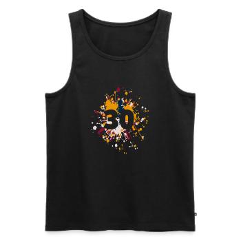 Nombre 30e couleur Splash - Débardeur bio Premium Homme - noir - Devant - Michal (187cm)