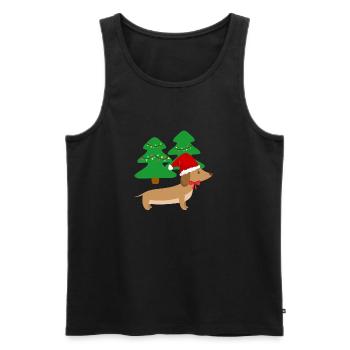 Drôle mignon Teckel de Noël Teckel Gesch de Noël - Débardeur bio Premium Homme - noir - Devant - Michal (187cm)