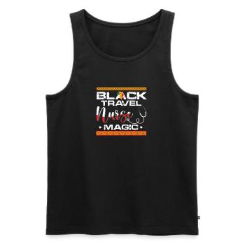 Womens Melanin African American Black Travel Nurse - Men's Premium Organic Tank Top - black - Front - AI Model Male 178 light (178cm)