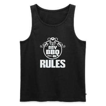 RÈGLES DU BBQ MV - Débardeur bio Premium Homme - noir - Devant - Michal (187cm)