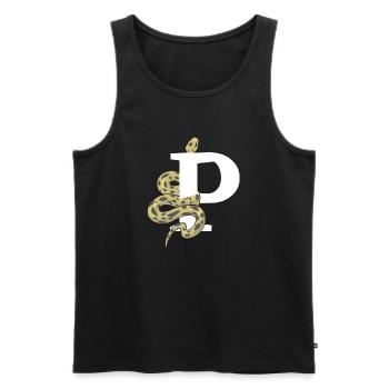 Lettre p serpent - Débardeur bio Premium Homme - noir - Devant - Michal (187cm)