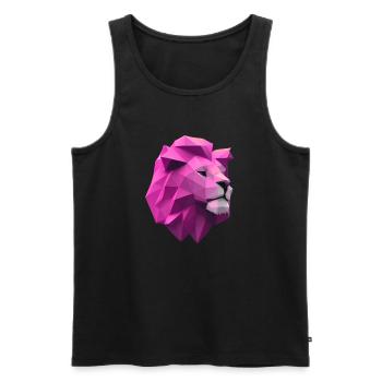 Löwe pink Low Poly Art - Männer Premium Bio Tank Top - Schwarz - Vorne - AI Model Male 178 light (178cm)