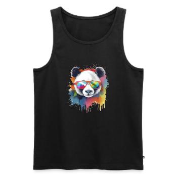 Ikko the bespectacled panda - Men's Premium Organic Tank Top - black - Front - Michal (187cm)