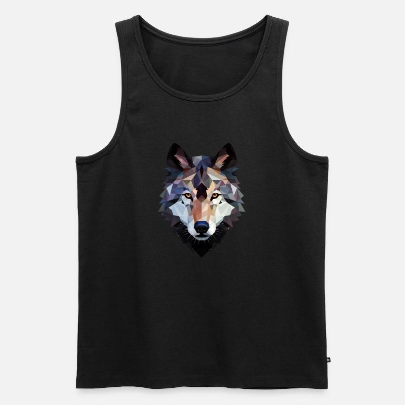 Wolf Kopf - Männer Premium Bio Tank Top - Schwarz