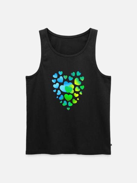 blue hearts, many hearts - Men's Premium Organic Tank Top - black