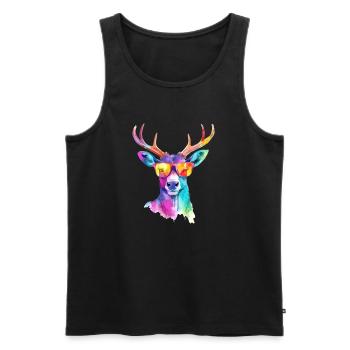 Zazo der Hirsch - Männer Premium Bio Tank Top - Schwarz - Vorne - AI Model Male 178 light (178cm)