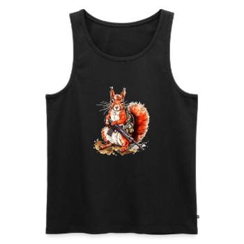 Eichhörnchen ist entschlossen und schwer bewaffnet - Männer Premium Bio Tank Top - Schwarz - Vorne - AI Model Male 178 light (178cm)