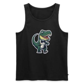 T-Rex in ATuxedo T-Rex im Anzug - Männer Premium Bio Tank Top - Schwarz - Vorne - Michal (187cm)